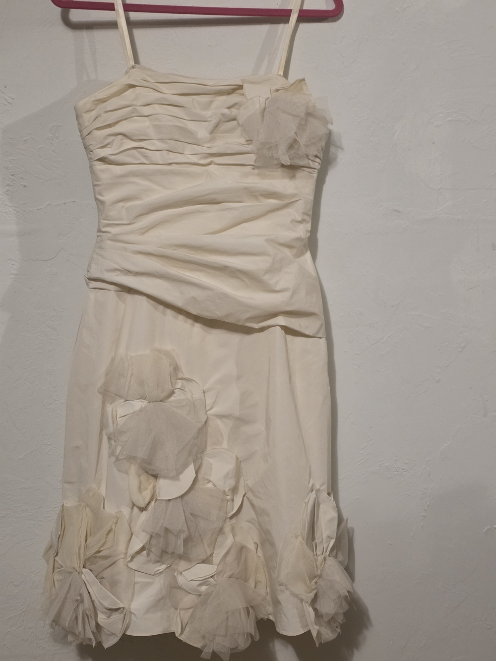 BCBGMaxAzria Cream Strapless Floral Appliqué Dress - Picture 3 of 5
